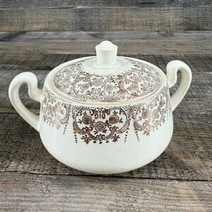MCM Sugar Bowl Dish White/Gold Bowl and Lid